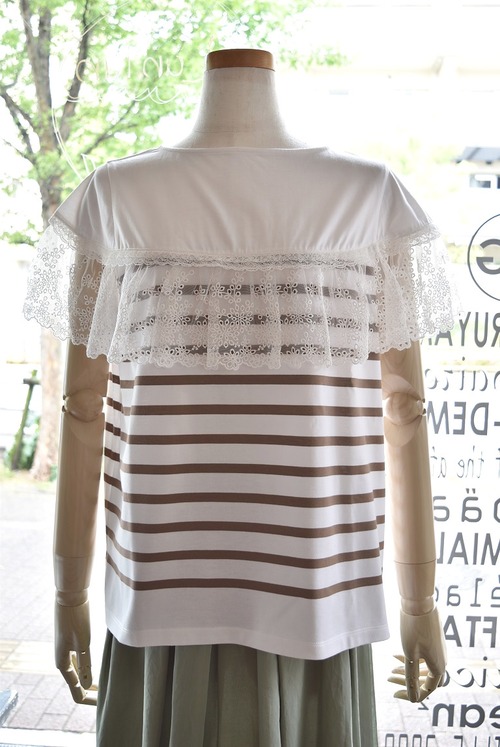 Rijoui(リジュイ) 23S/S フリルレースのパネルボーダープルオーバー