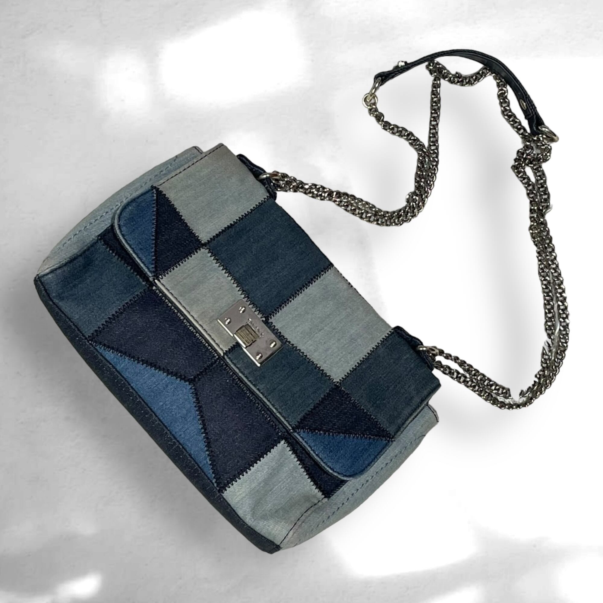 diesel 2way ショルダー バッグ　デニム ディーゼル DIESEL 2way シルバーチェーン デニム ショルダーバッグ