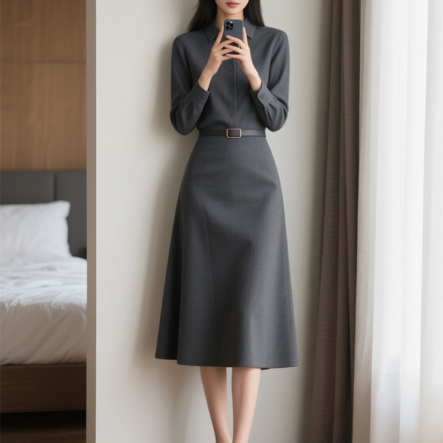 Shirt ,A-Line Skirt Office 00349