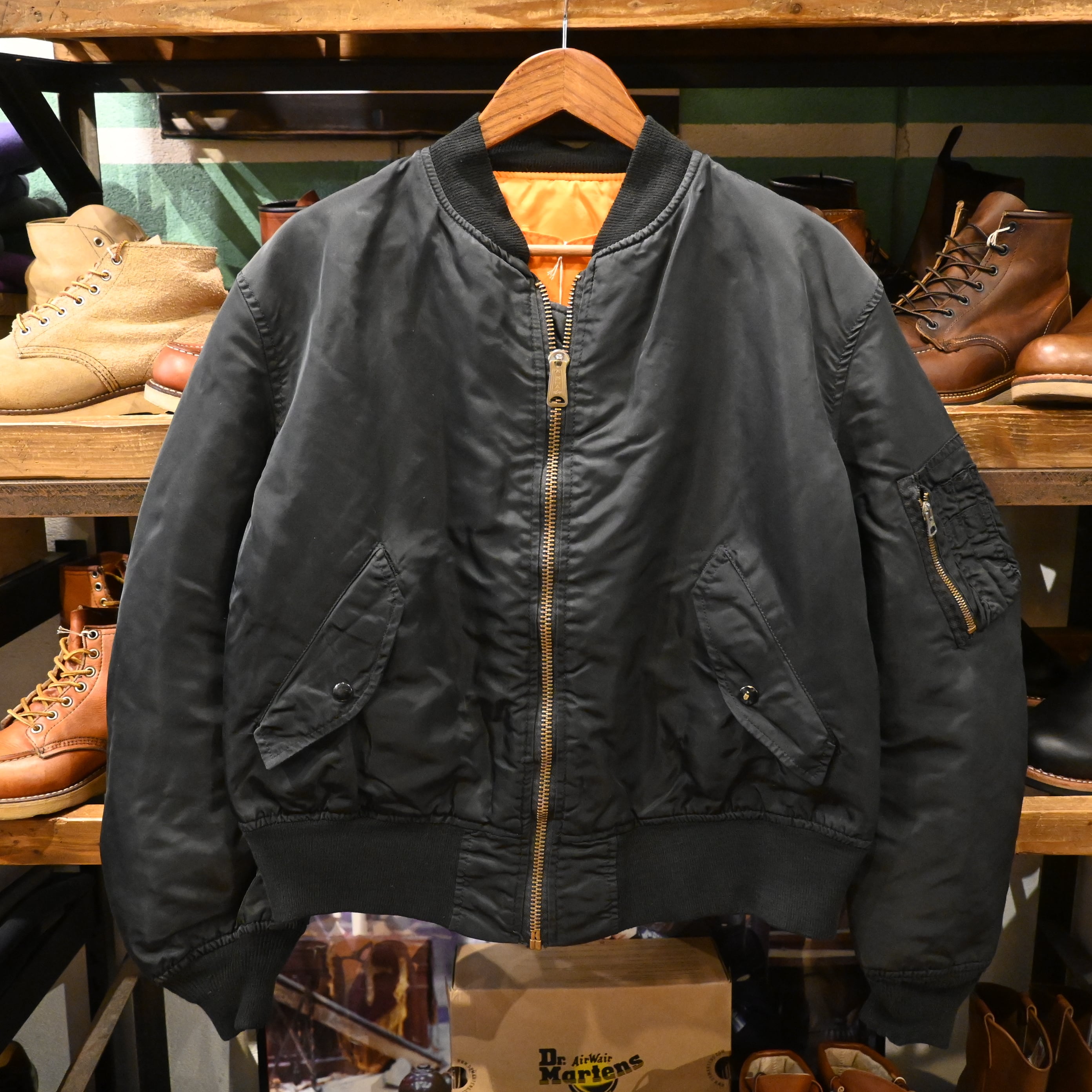 L ] ALPHA 70-80's USA製 MA-1 Type Flight Jacket , Black | 広島古着