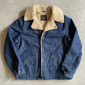 1970s MAVERICK Denim Sherpa Ranch Coat L Made in USA G571