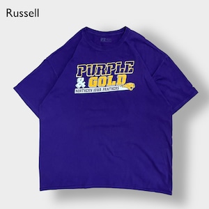 【Russell】カレッジ 北アイオワ大学 NORTHEIN IOWA PANTHERS ロゴ プリント Tシャツ 2XL ビッグシルエット パープル ラッセル 半袖 夏物 us古着