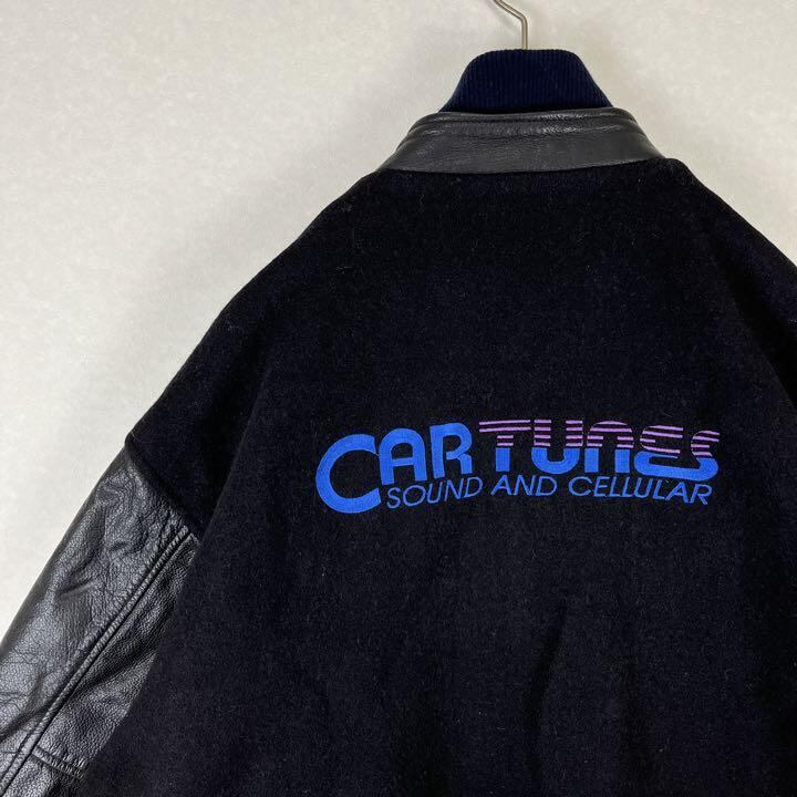 企業コラボ レザースタジャン M ブラック 黒 アウター ブルゾン 刺繍