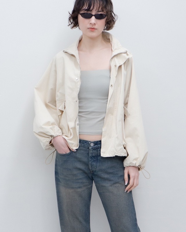 2000s drawstring wide blouson