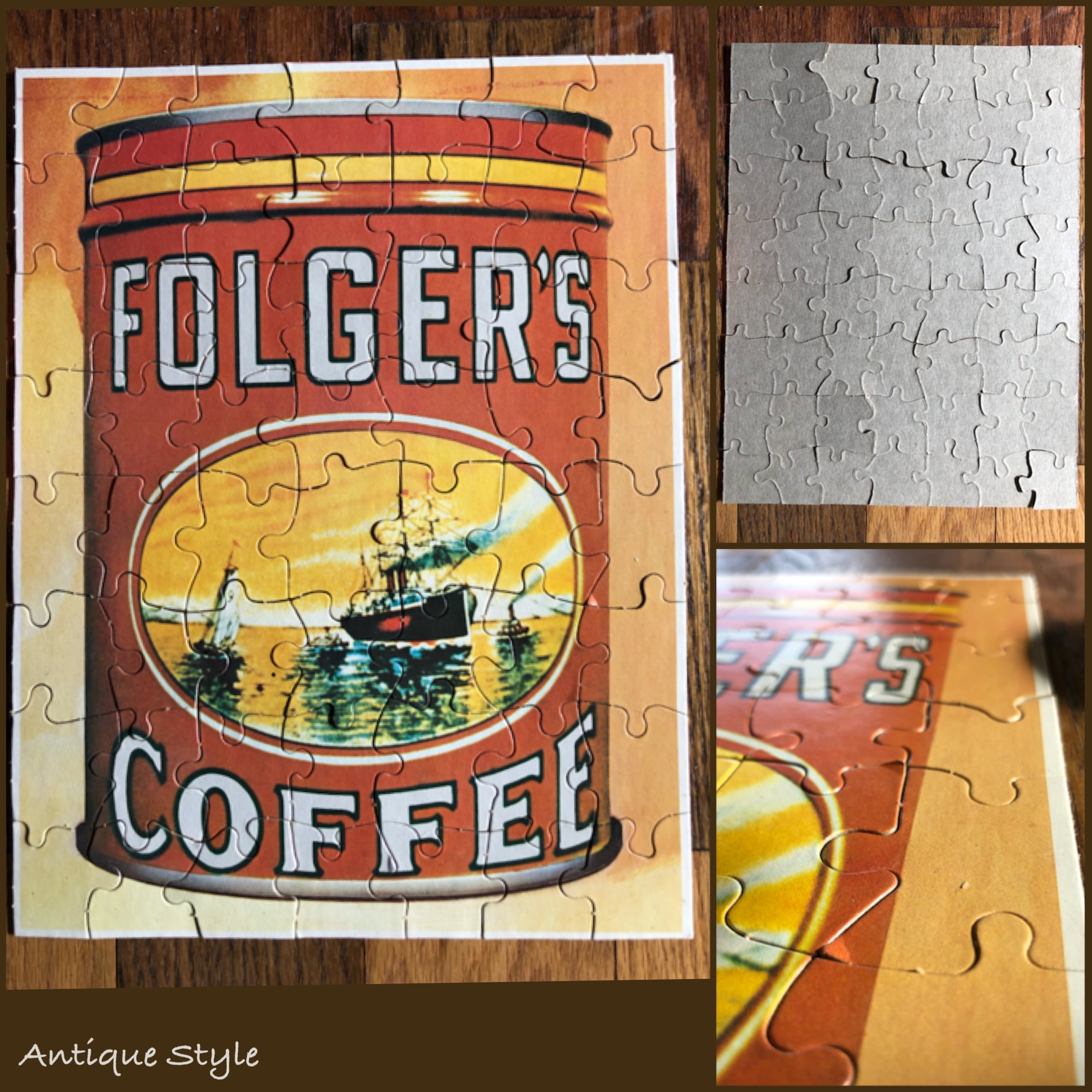 【送料込】50'-60's Folger's COFFEE パズル フォルジャーズ コーヒー 缶入り ジグソーパズル  アメリカンヴィンテージ【H-064-004】