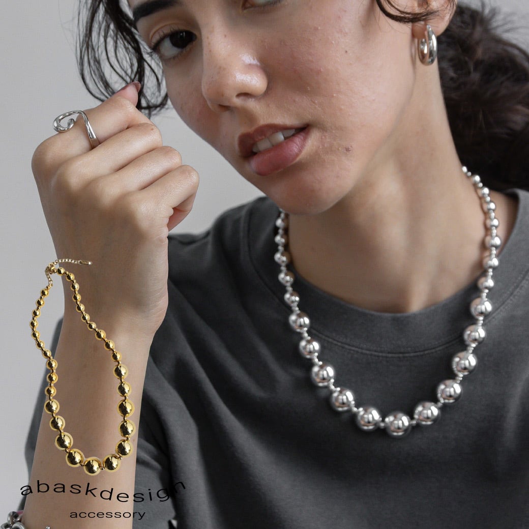 ネコポス便】ネックレス ボールチェーンネックレス 太め 大ぶり 短め