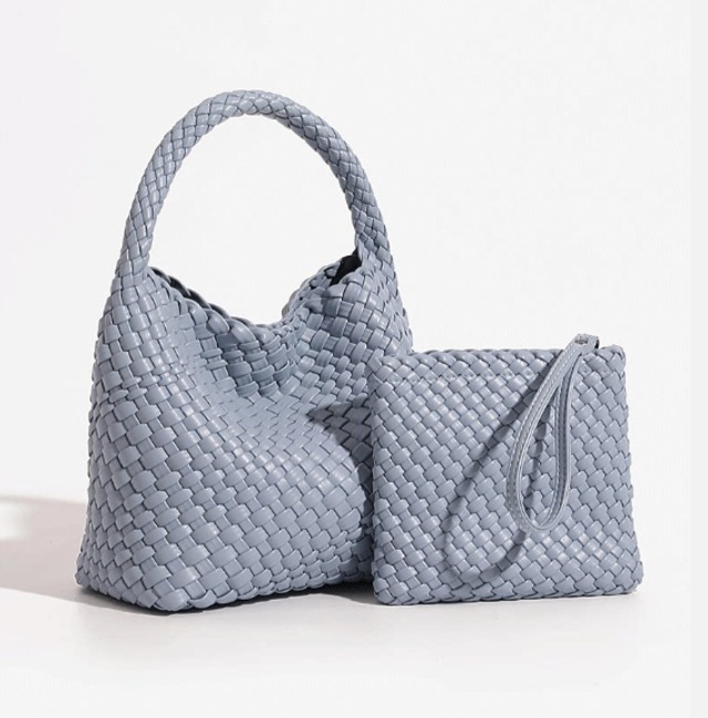 本革編みバッグハンドバッグ（ショルダーストラップ付）