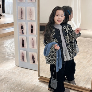 秋レトロ花柄ニットアウター