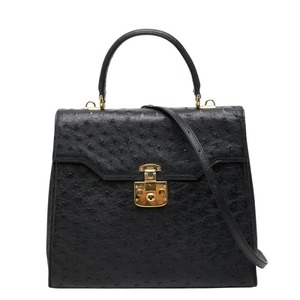 グッチ レディロック ハンドバッグ ショルダーバッグ 2WAY 000 01 0192 ブラック オーストリッチ レディース GUCCI 【中古】