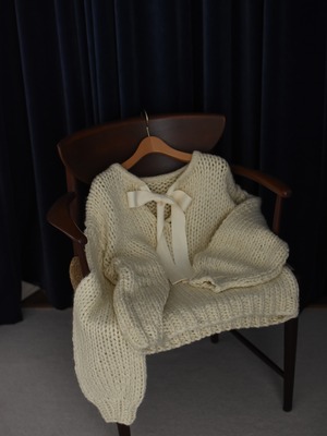 handmade back ribbon knit（ivory）
