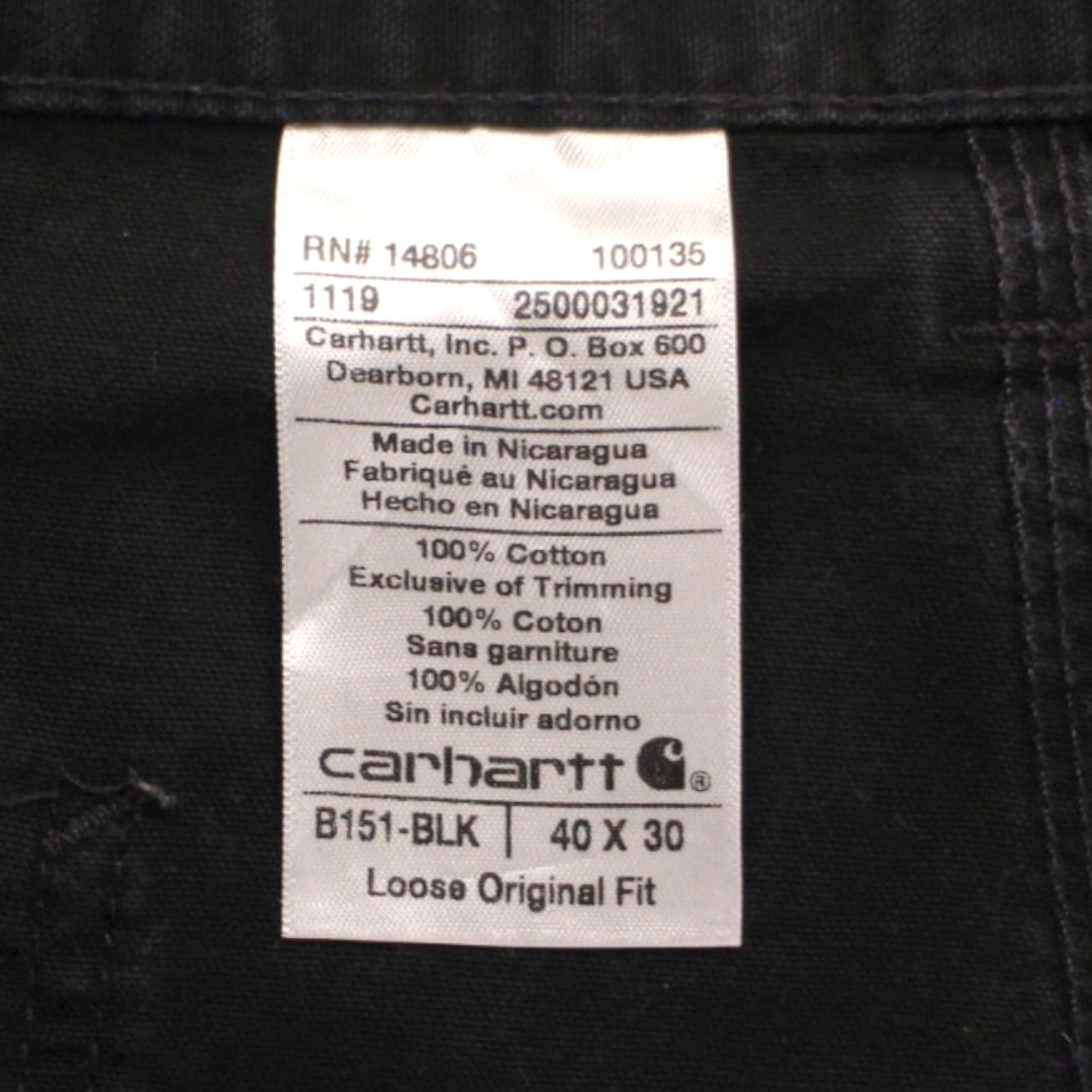 古着 Carhartt W40×L30 B151 Duck Work Pants BLK カーハート ダック