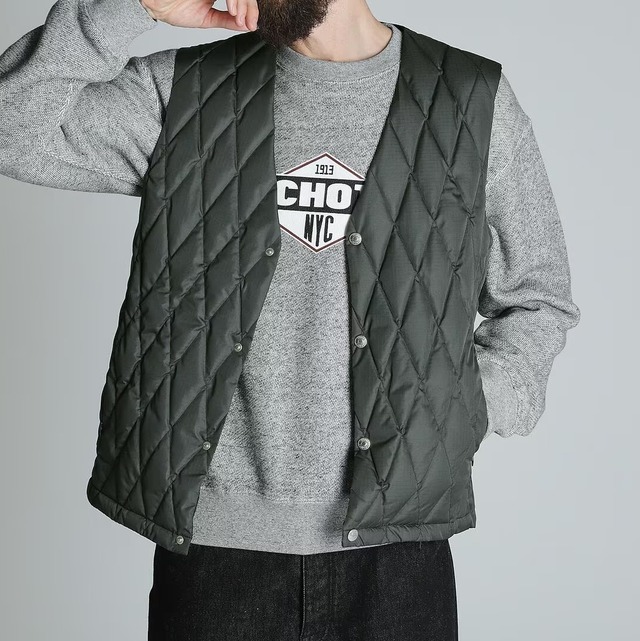 11月20日入荷予定】Schott x TAION Down Vest Charcoal | 武蔵 