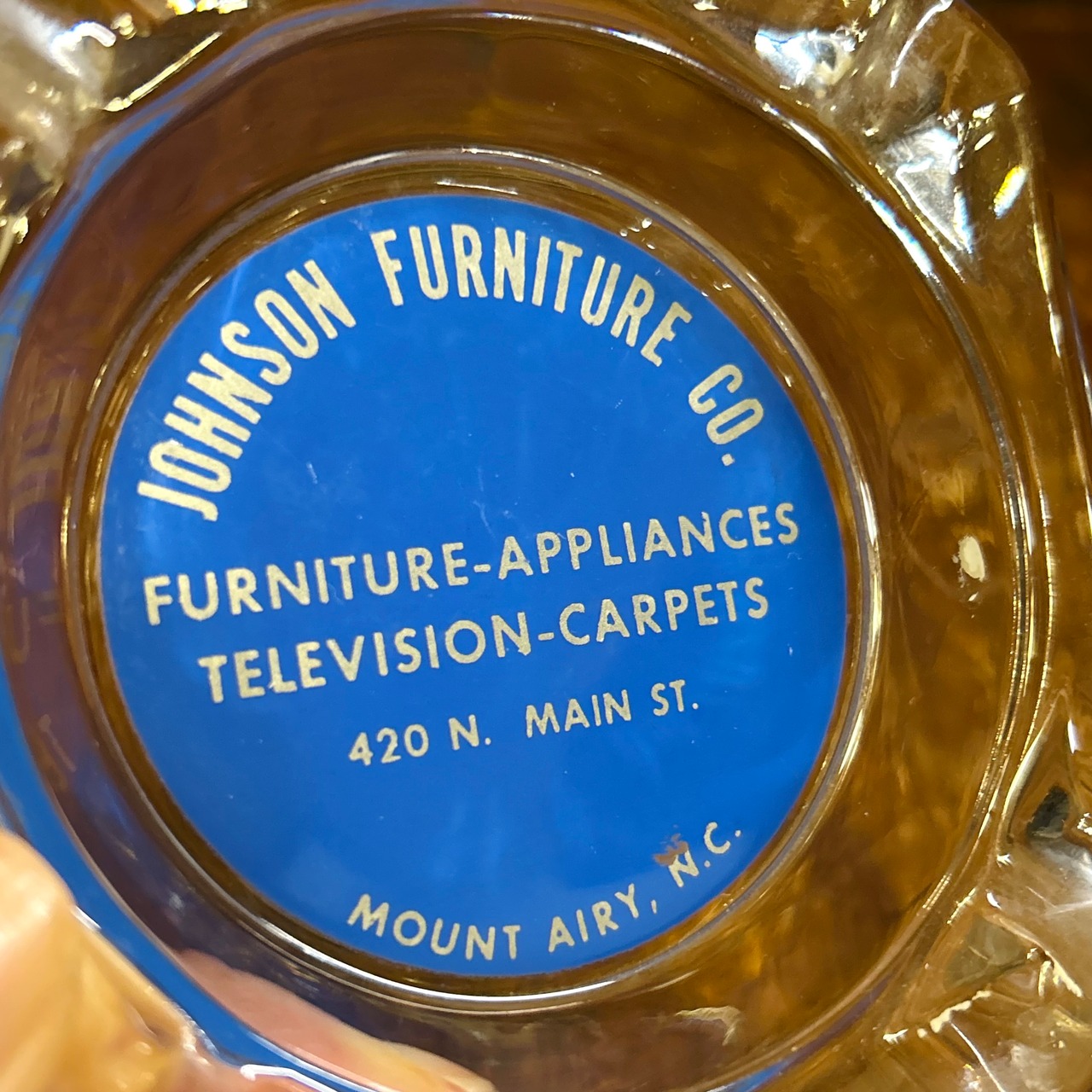JOHNSON FURNITURE CO. ヴィンテージ ガラス灰皿 アドバタイジング USA