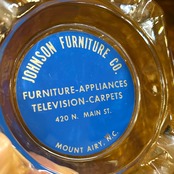 JOHNSON FURNITURE CO. ヴィンテージ ガラス灰皿 アドバタイジング USA