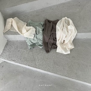 【oatmeal】7部袖ベイクラウンドTシャツ(くすみミント)100〜140cm