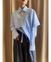 frill shoulder design remake shirt-4173-6