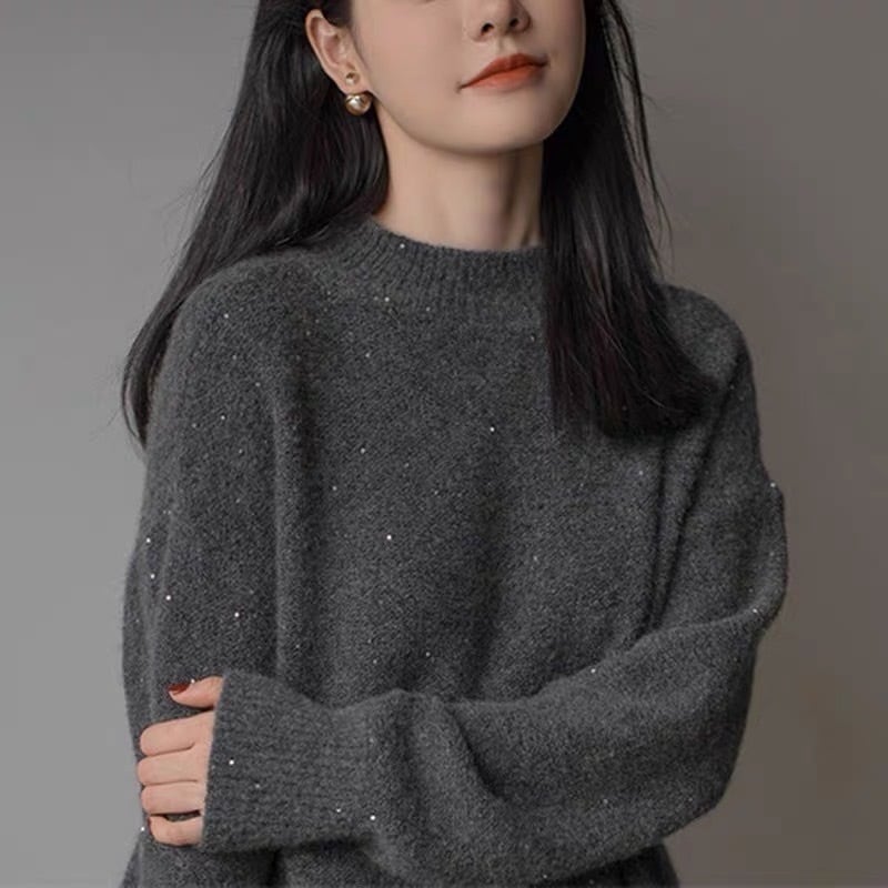 スパンコールグレーニットセーター | sharmant