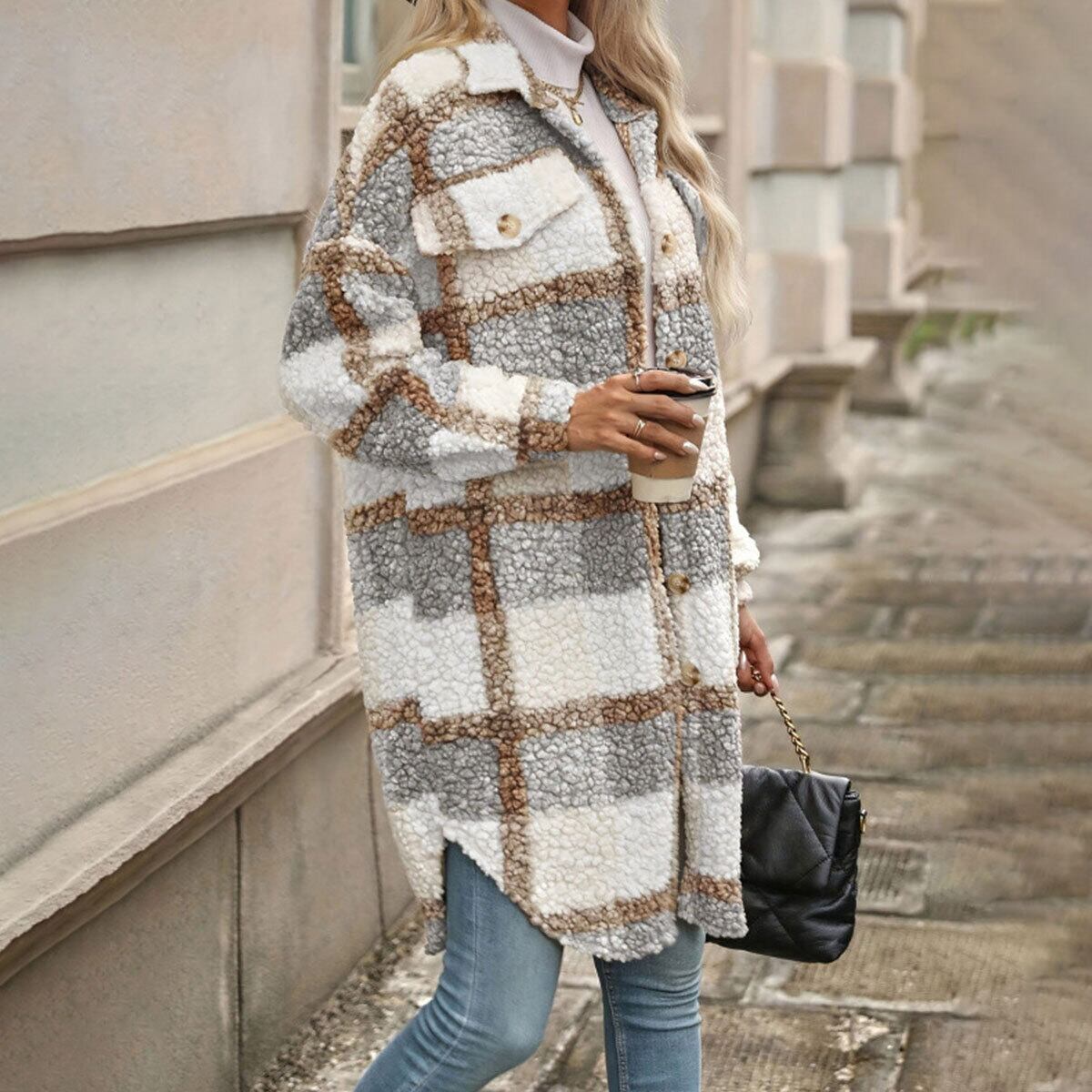 ボア ジャケット チェック柄 韓国風 レディース 春秋冬 きれいめ 大人 カジュアル おしゃれ 襟付き コーディガン 軽量 体型カバー ライトコート 大人可愛い 大人女子