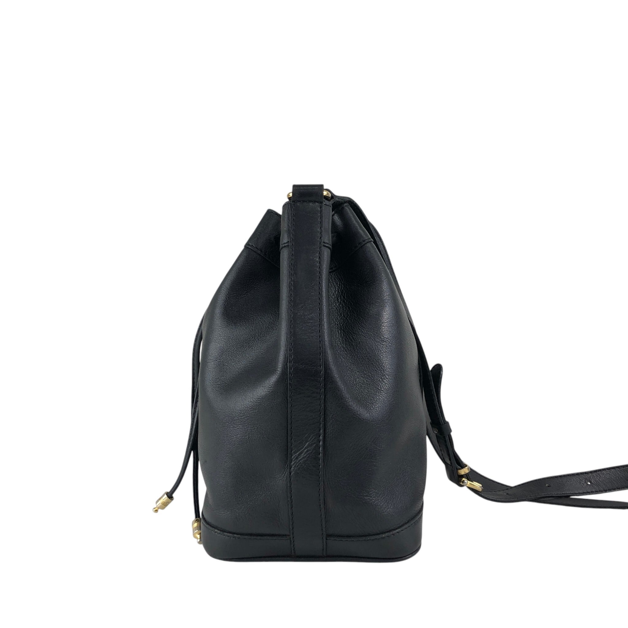 CELINE セリーヌ 巾着 ショルダーバッグ トリオンフ 型押し ブラック 黒 CELINE セリーヌ ショルダーバッグ ブラック ブラゾン型押し レザー