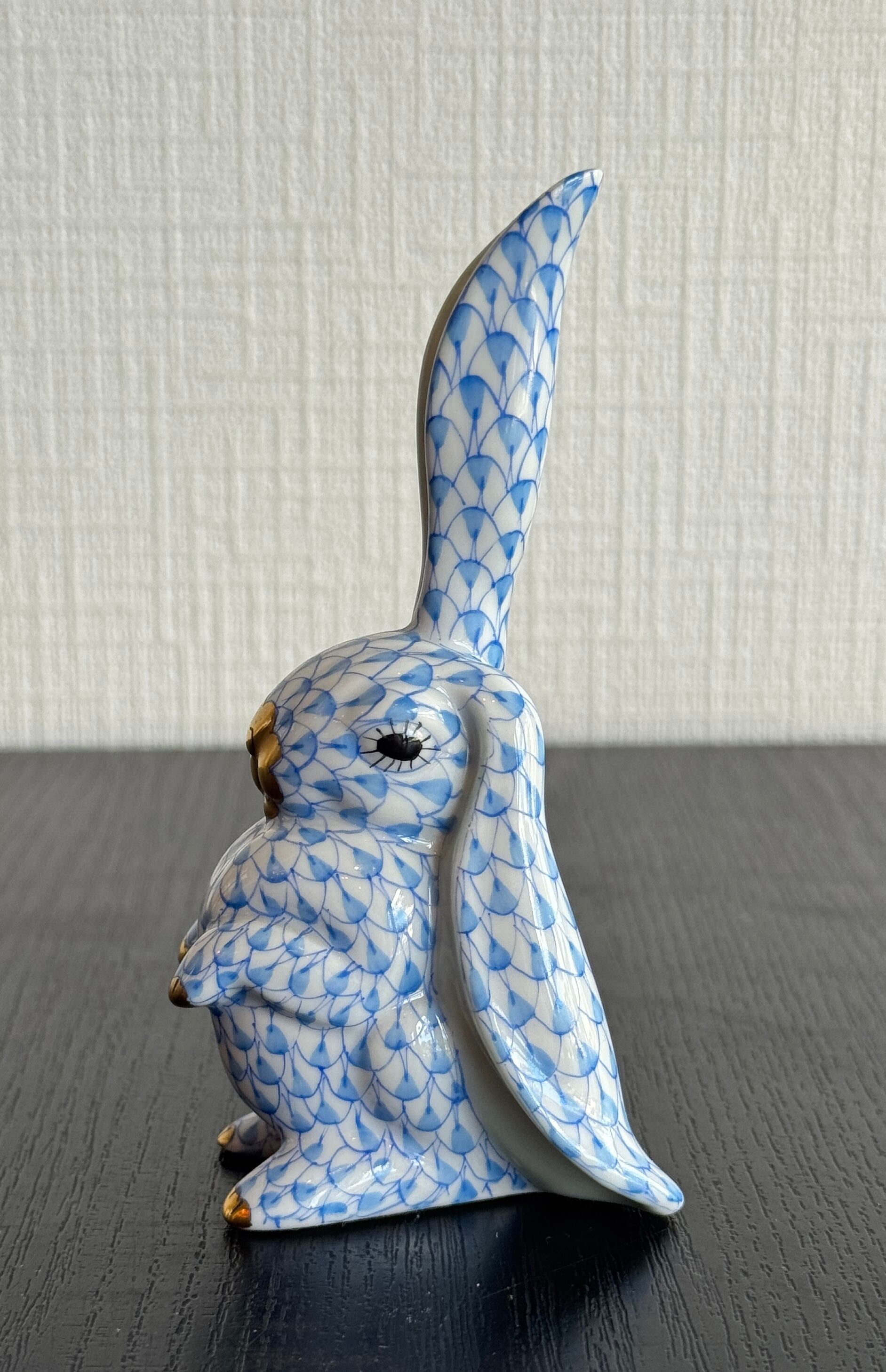 Herend ヘレンド うさぎ フィギュリン ブルーフィッシュネット 高さ