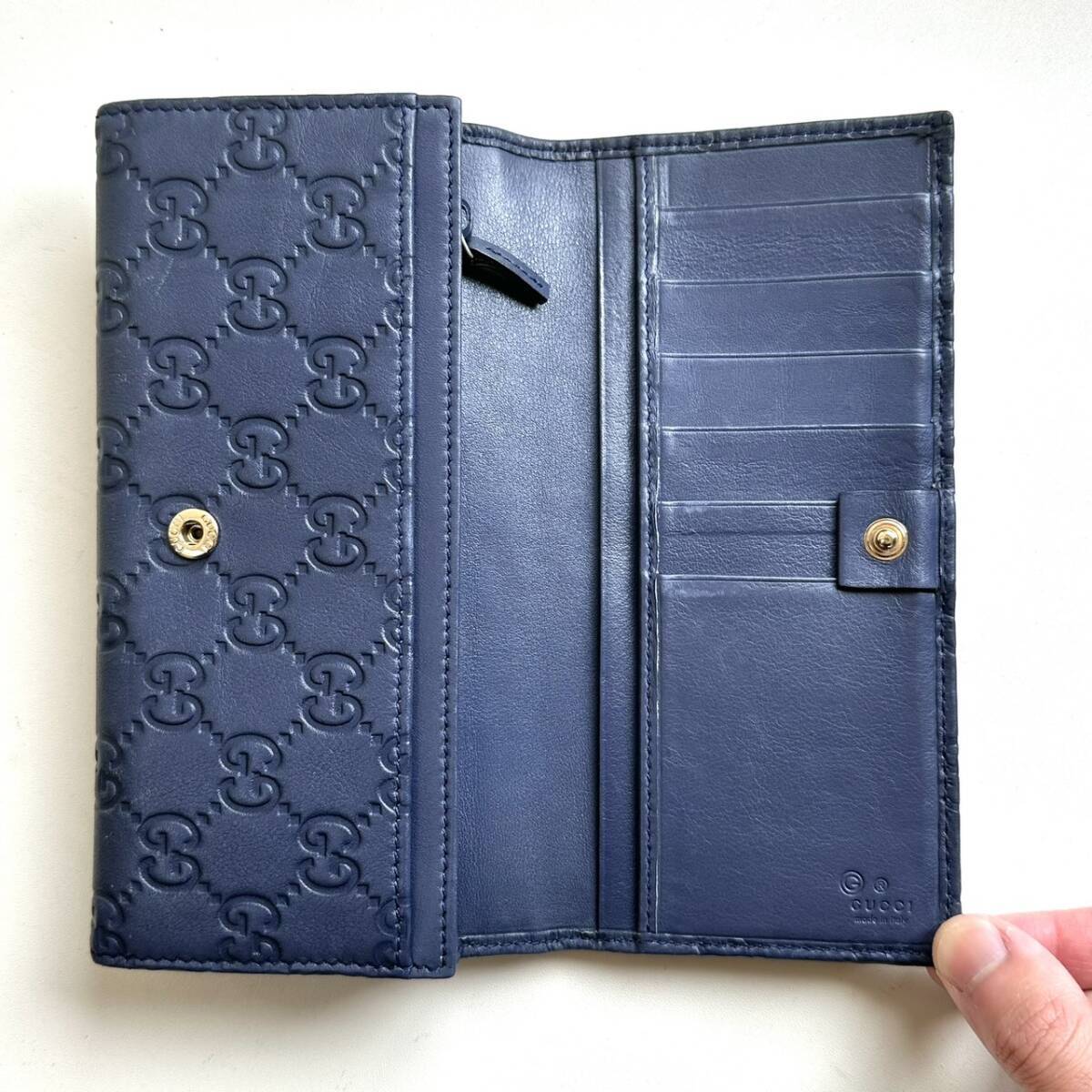 GUCCI　長財布／ネイビー グッチ GUCCI 長財布 グッチシマ ネイビー | 万福財布