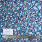 ブロックプリント生地【50cm単位】インド綿 花柄 ブルー×赤ー×ベージュ #56325-BL1