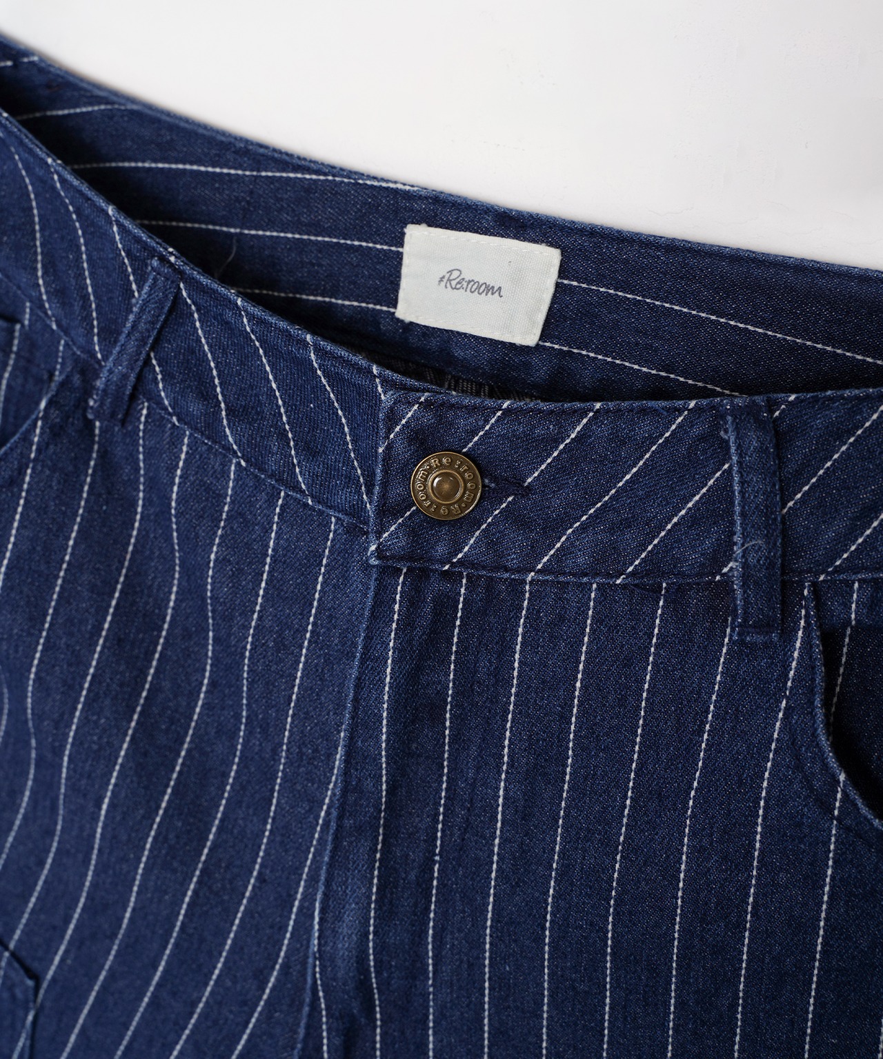 【#Re:room】PIN STRIPE DENIM WIDE CARGO PANTS［REP273］