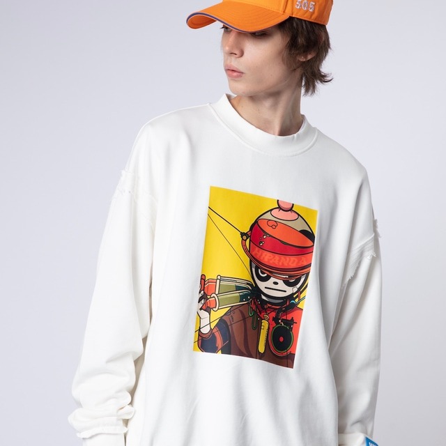 SALE 送料無料【HIPANDA ハイパンダ】メンズ ビッグサイズ クルーネック スウェット トレーナー MEN'S BIG SIZE CREW NECK SWEAT SHIRT / WHITE・BLACK