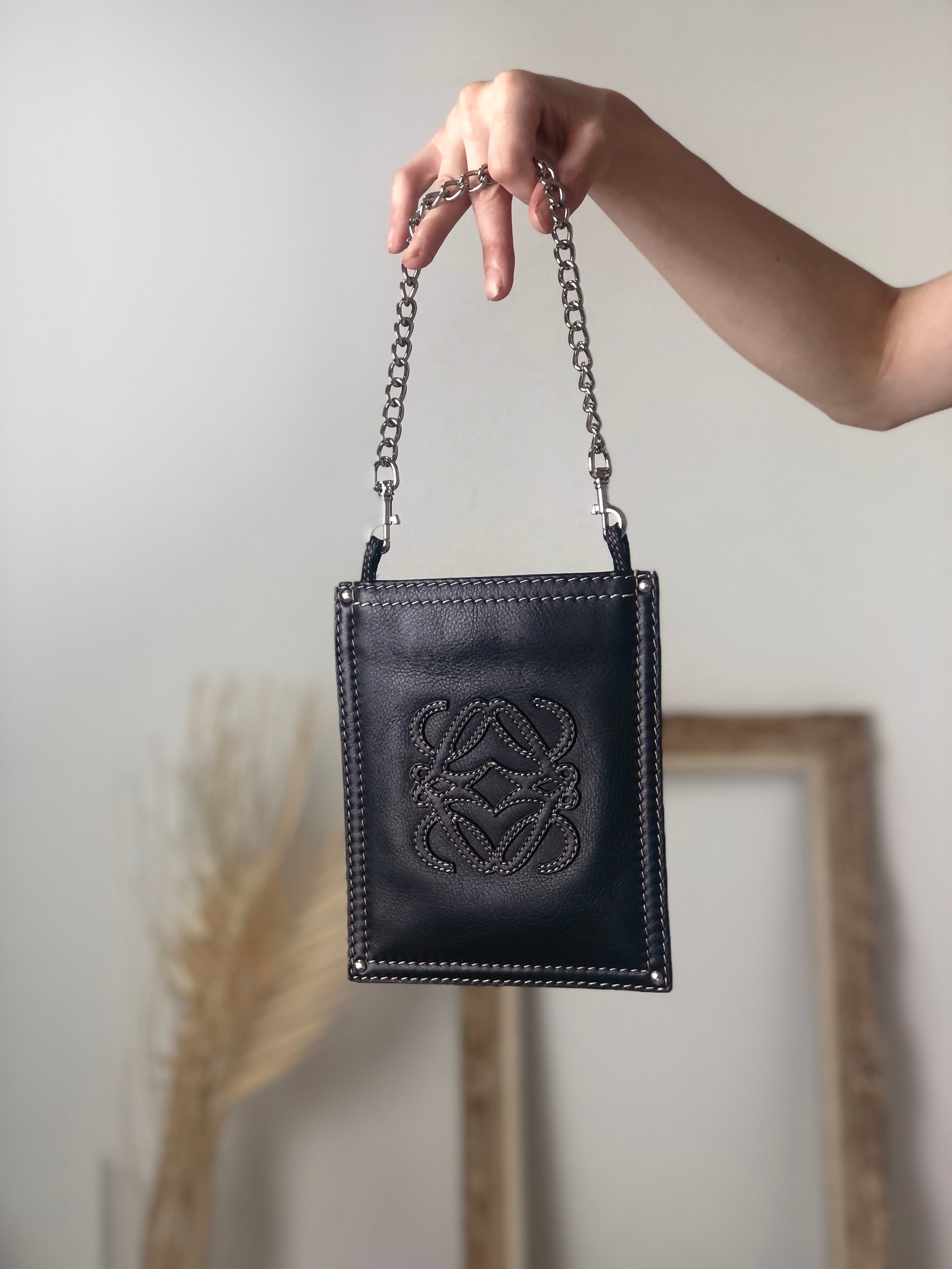 日本直送 名牌中古包 】LOEWE ロエベ ハンドバッグ ブラック