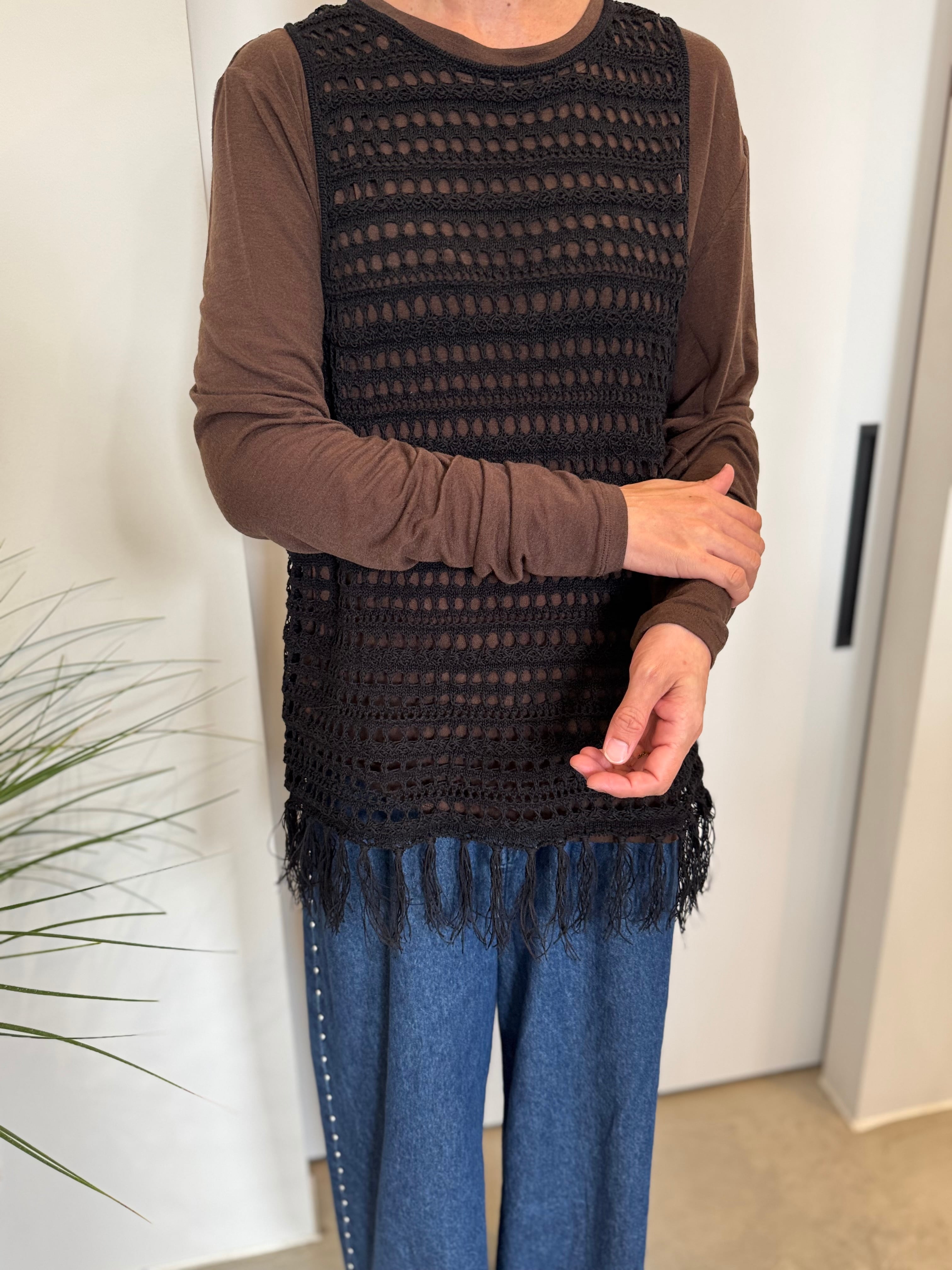 【cafune】メッシュフリンジベスト 525909