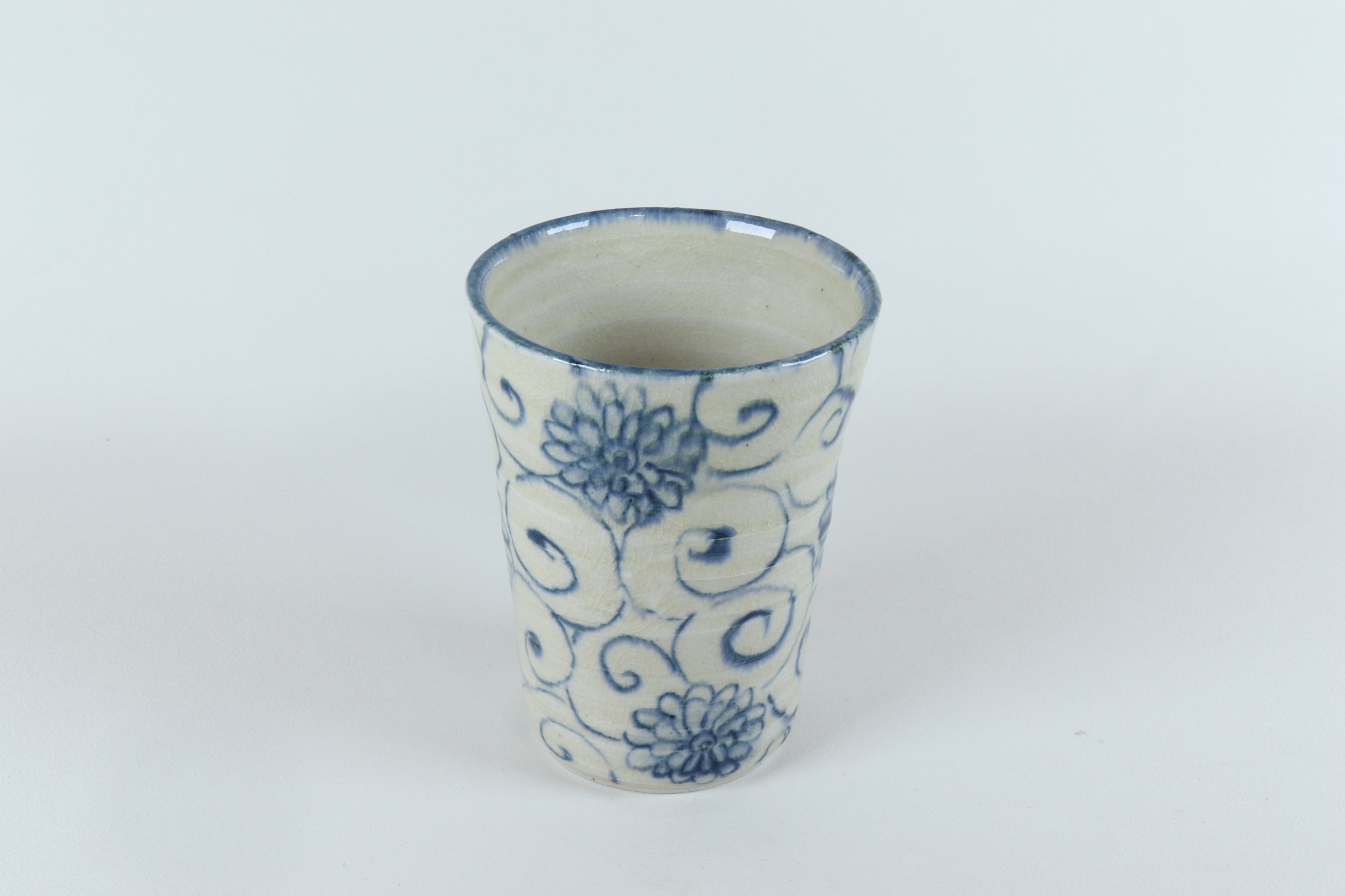 安南 長コップ 花唐草