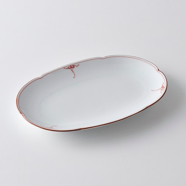 瓔珞（赤）花型楕円皿