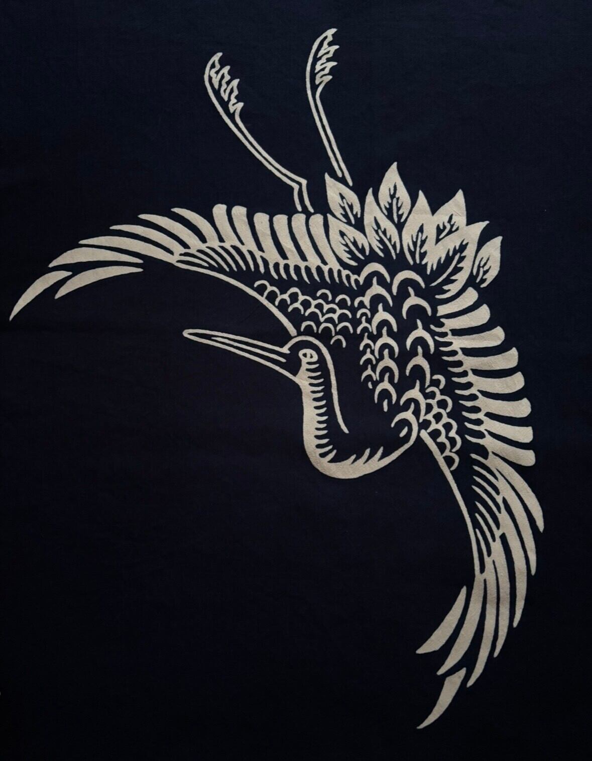 筒描藍染 風呂敷 飛鶴B | 長田染工場