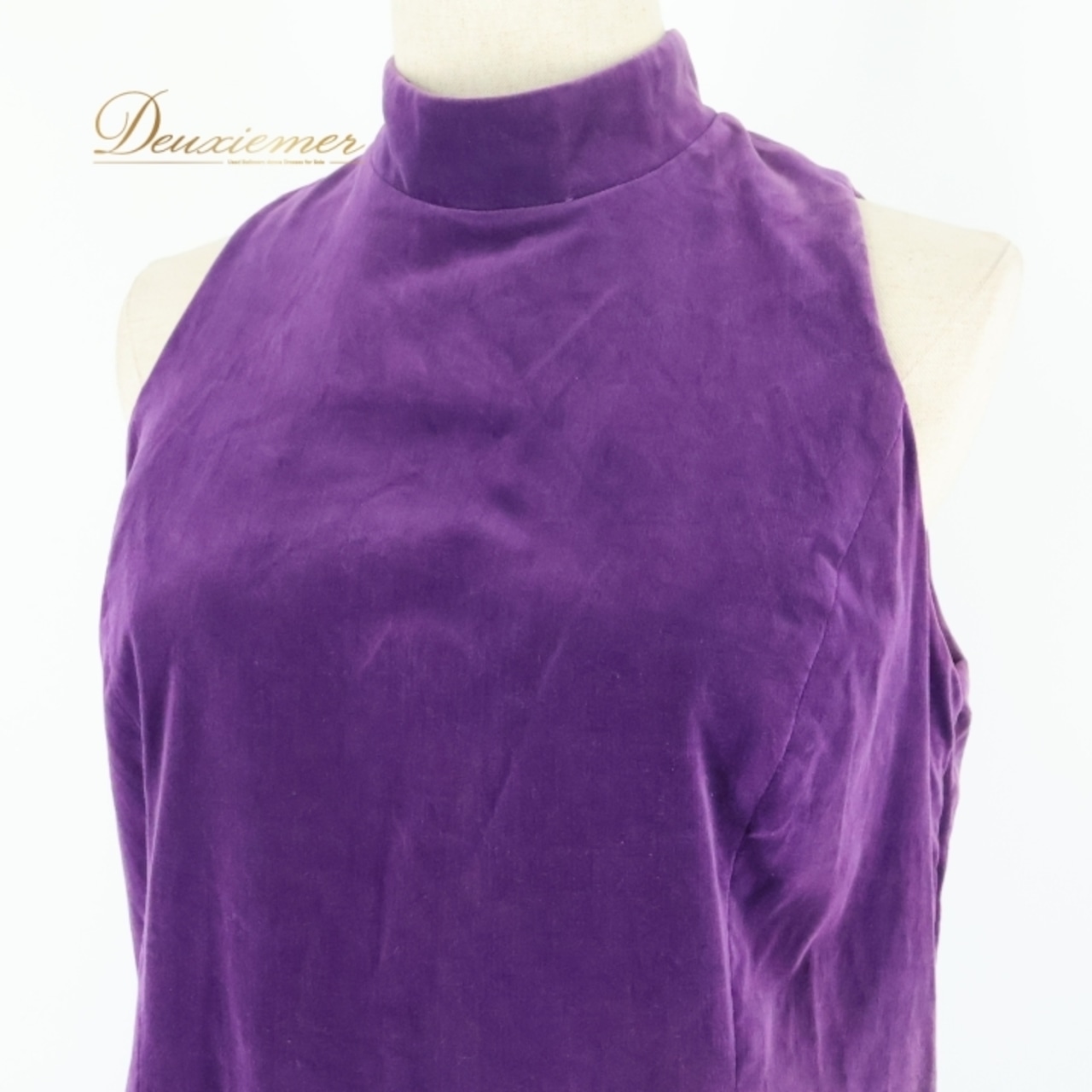 フラダンス 衣装 ワンピース ドレス メネフネプランテーション パープル系 MENEHUNE PLANTETION ベロア ハイネック ノースリーブ ワントーン 異素材 かわいい 華やか 鮮やか 上品 きれい ハワイアン アロハ フラ ダンス レッスン 練習