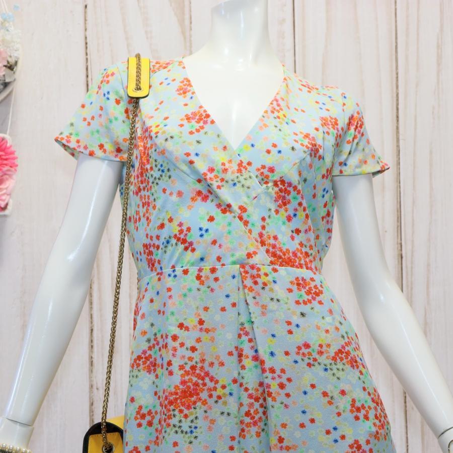 Paul&Joe シルクワンピース M カシュクール 水色 花柄 Vネック Paul&Joe シルクワンピース M カシュクール 水色 花柄 Vネック