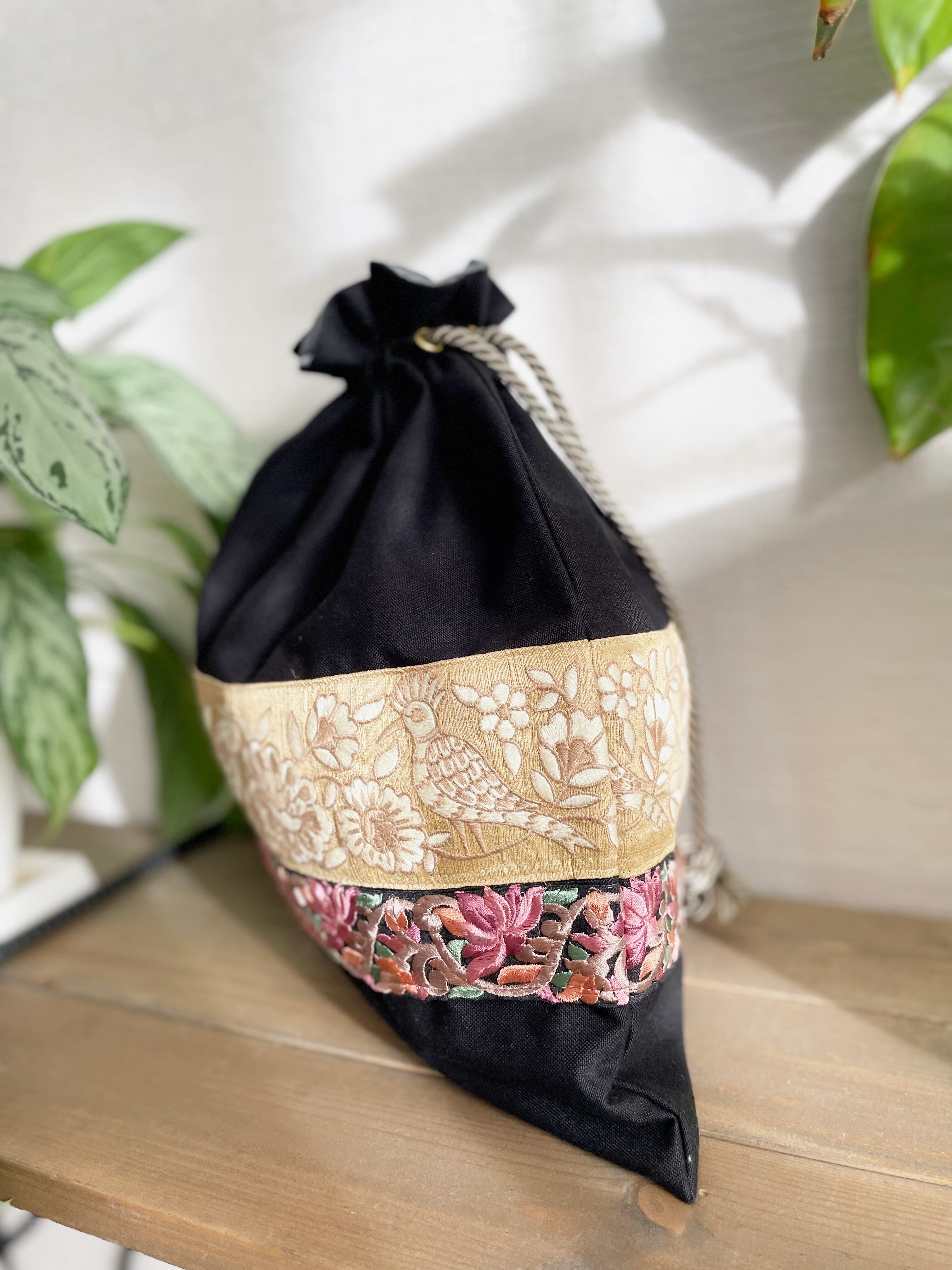 インド刺繍リボン 巾着バック | Pay ID