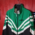00s adidas ナイロンジャケット　黒×緑　袖トレフォイルロゴ　M