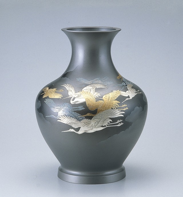 大寿形　千羽鶴　13号　高岡銅器花瓶