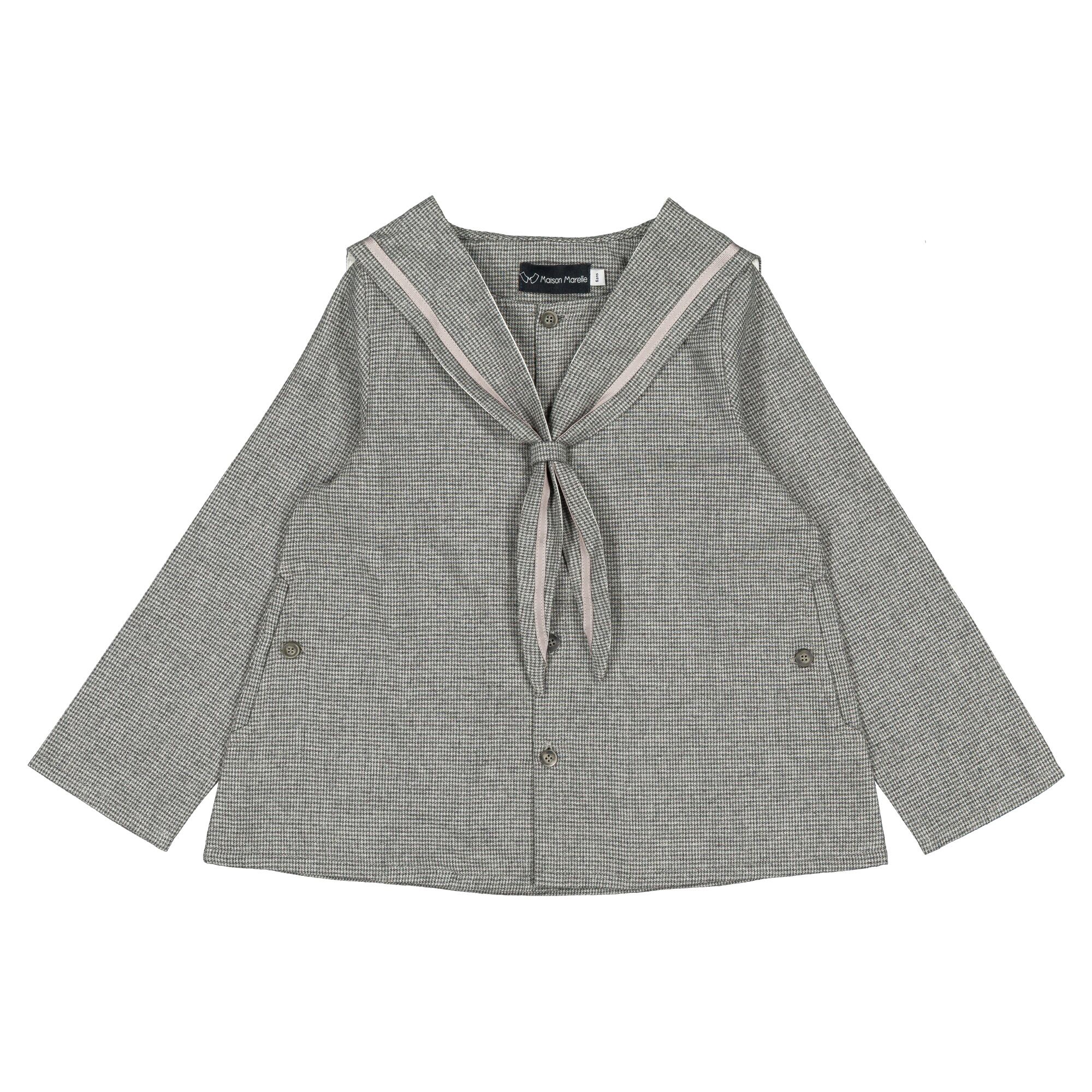 【予約・特典あり】Maison Marelle / Blouse CHAPTAL - grey houndstooth / 6Y~12Y