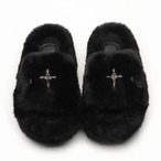 Platform Furry Slippers with Cross & Studs (ME292)