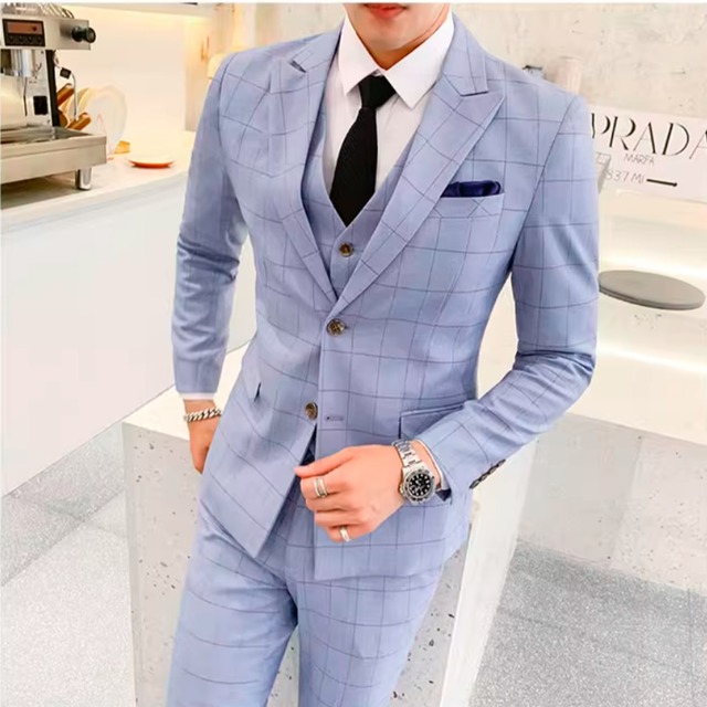 スリーピース　シングルブレスト　ウィンドウペンスーツ　2カラー　LB0760