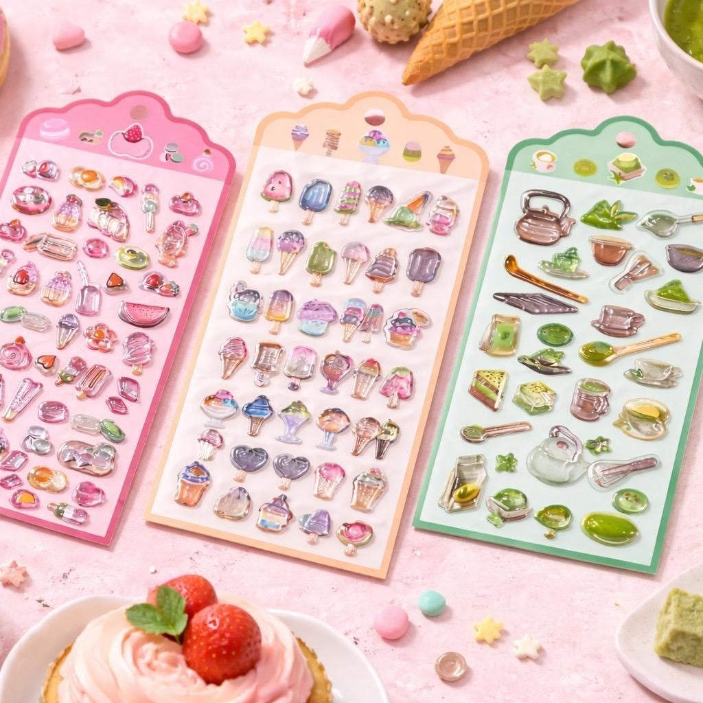 単品 】カラフルスイーツ ぷっくりシール | SILQY