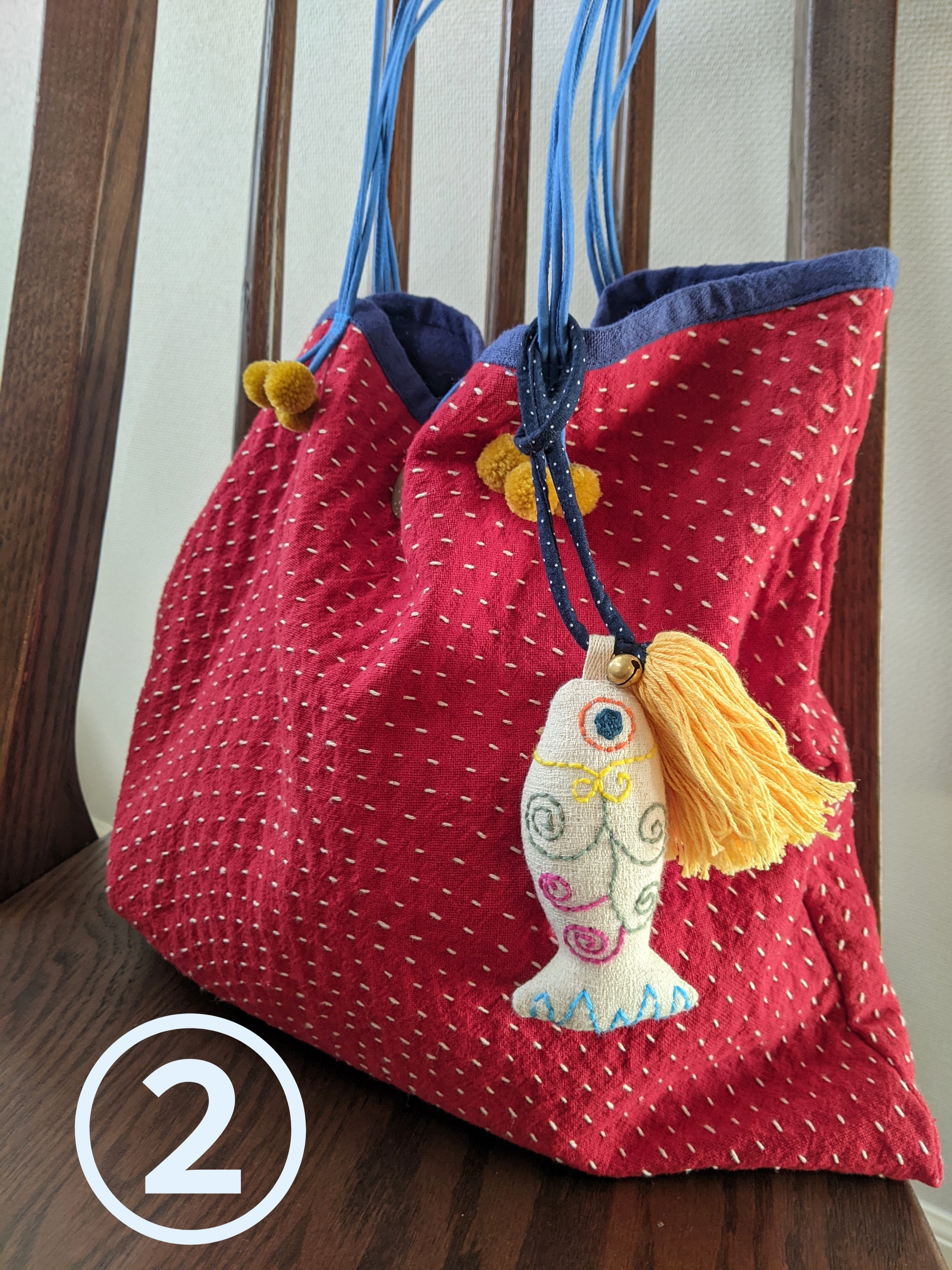 チェンマイ カラフルお魚タッセルバッグチャーム | sora to tori