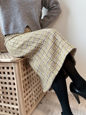 【予約販売】mix tweed skirt (MUSTARD)