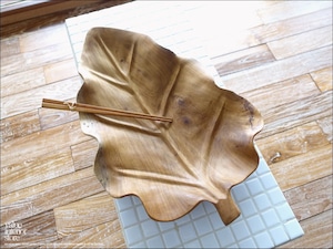 チーク無垢材 大型リーフプレートN06 大皿 盛り皿 菓子鉢 サラダボウル フルーツトレイ 木製食器 小物入れ ナチュラル 天然素材