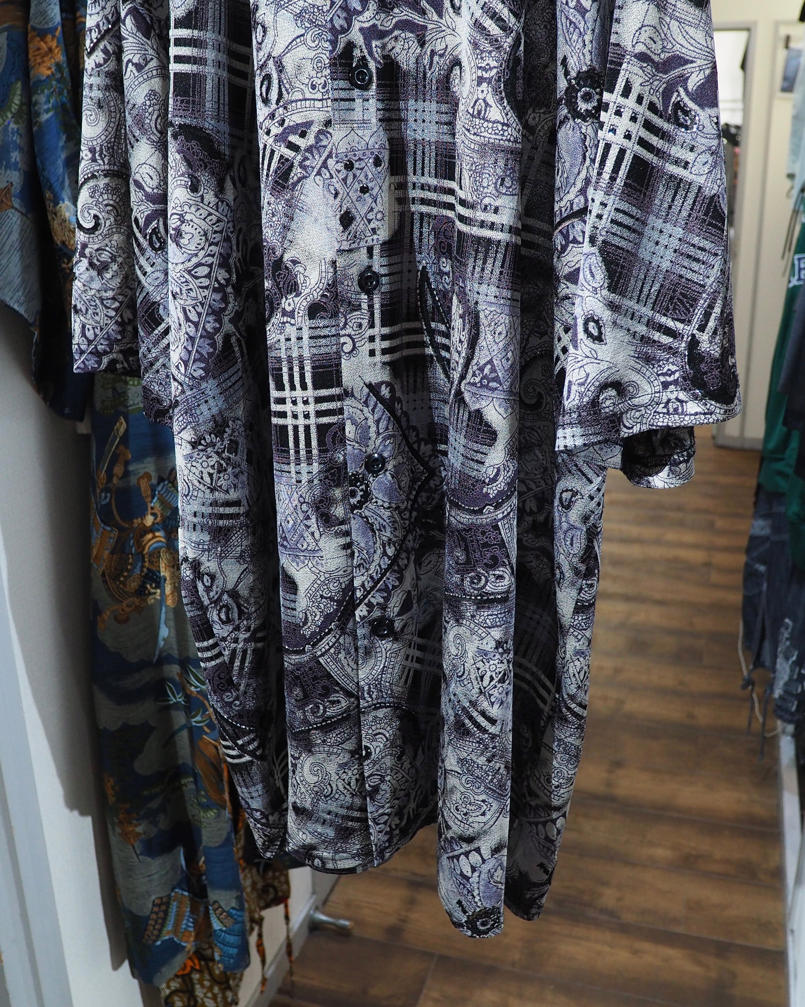 " PRONTI - Special " Luxury Mode pattern Drape loose SS open collar Shirt