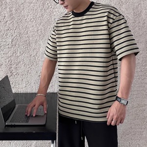 裾ロゴジャガードリッチボーダーTシャツ　0663