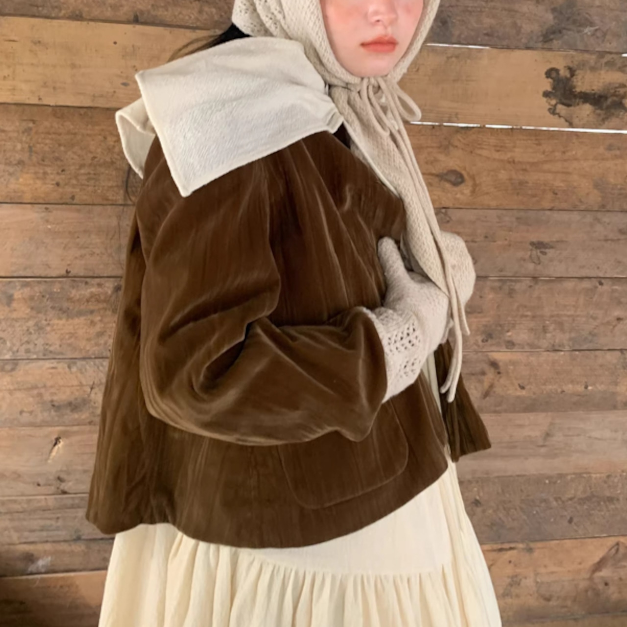 【2color】光沢が瞬く菊ボタンの物語ショートジャケット《W0209》