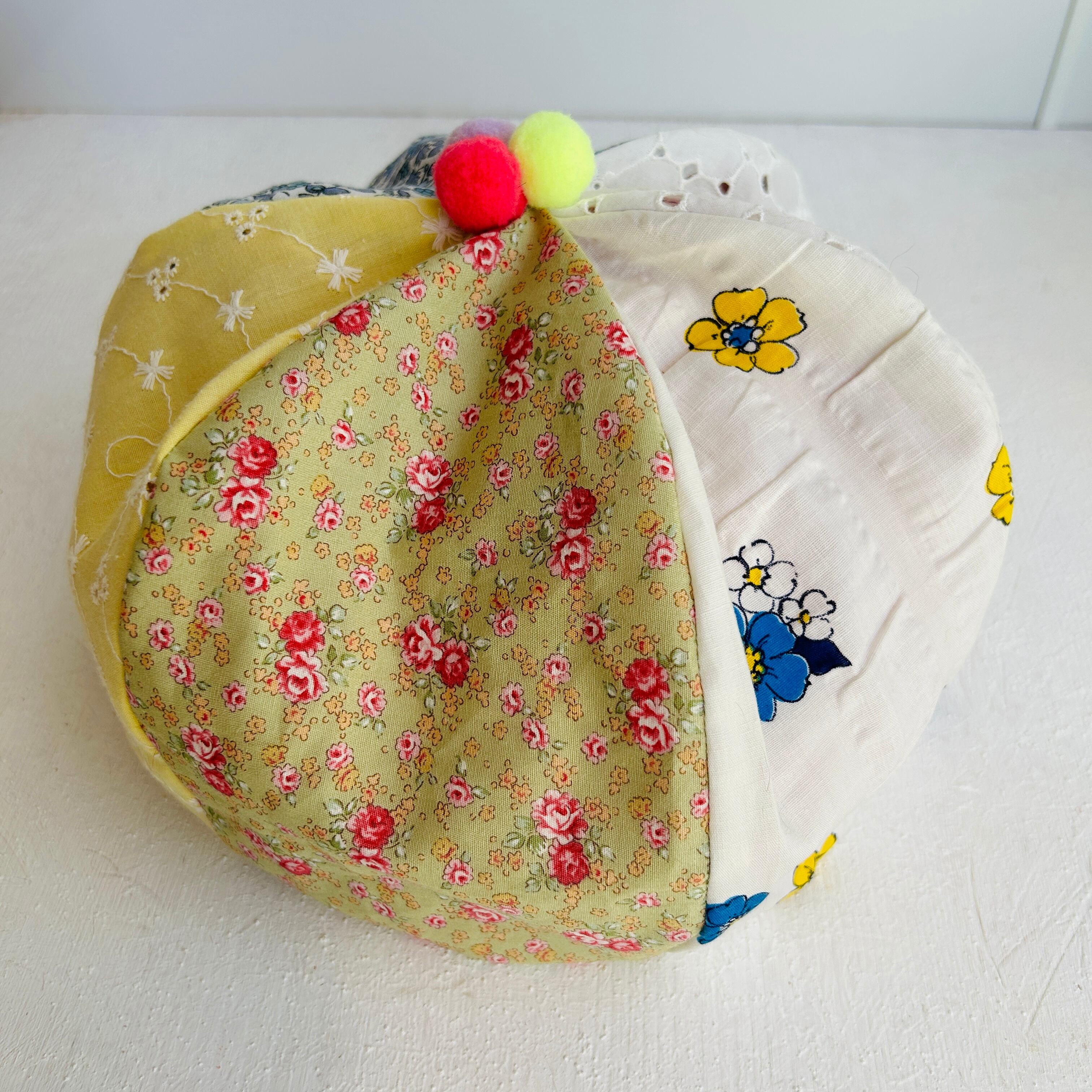 夏のベレー帽 フリーサイズ 〜60cm ブローチ付