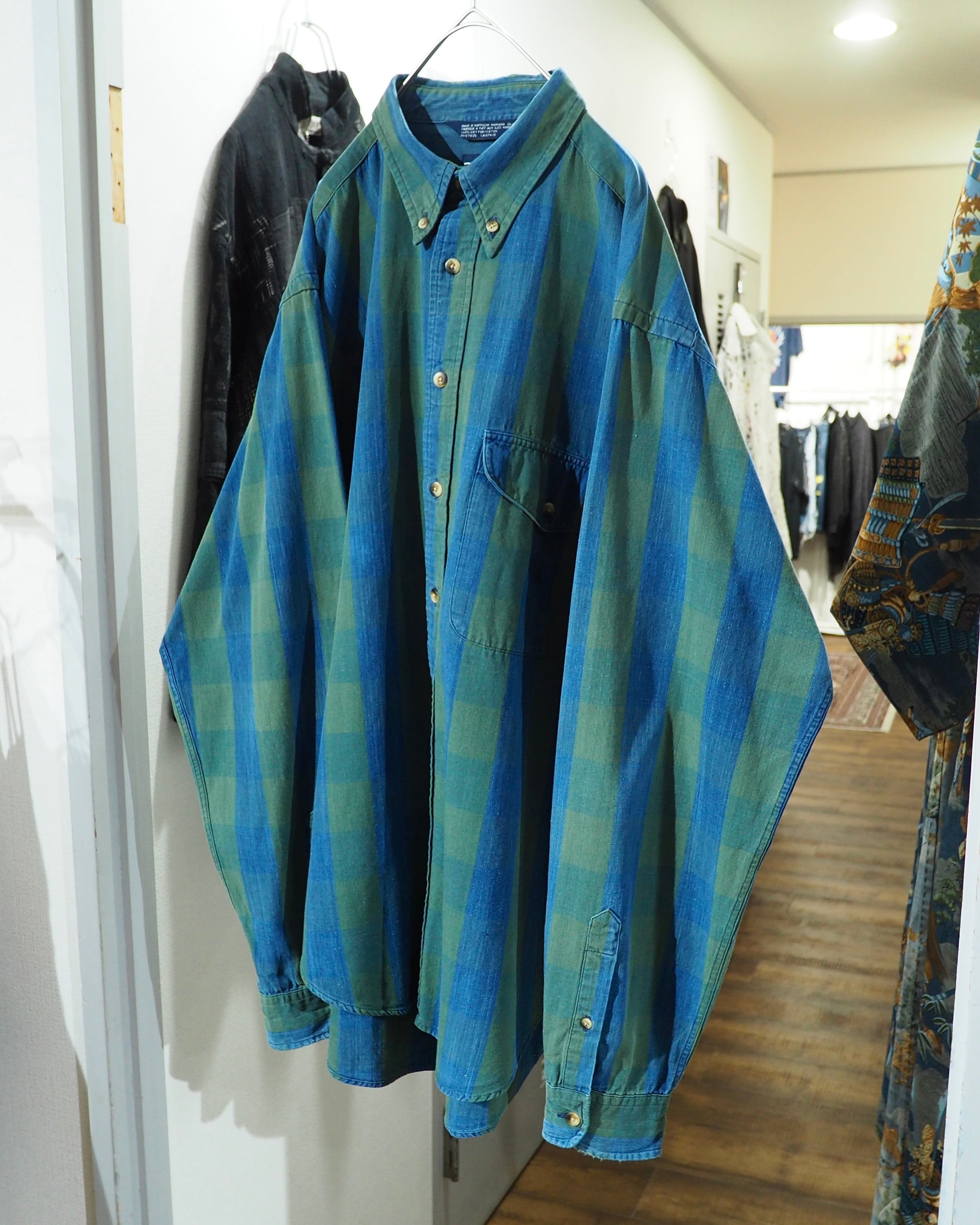 1990s " Old Nautica " Beautiful Buffalo check pattern vintage loose Button Down shirt